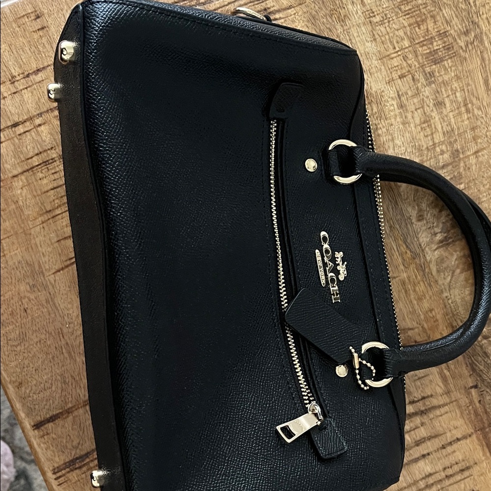 Coach Black Satchel with Gold Accents